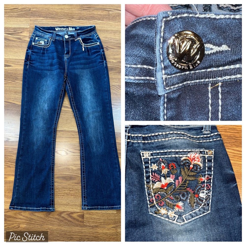 Awesome New Western Blue Embroidered Pocket Jeans!